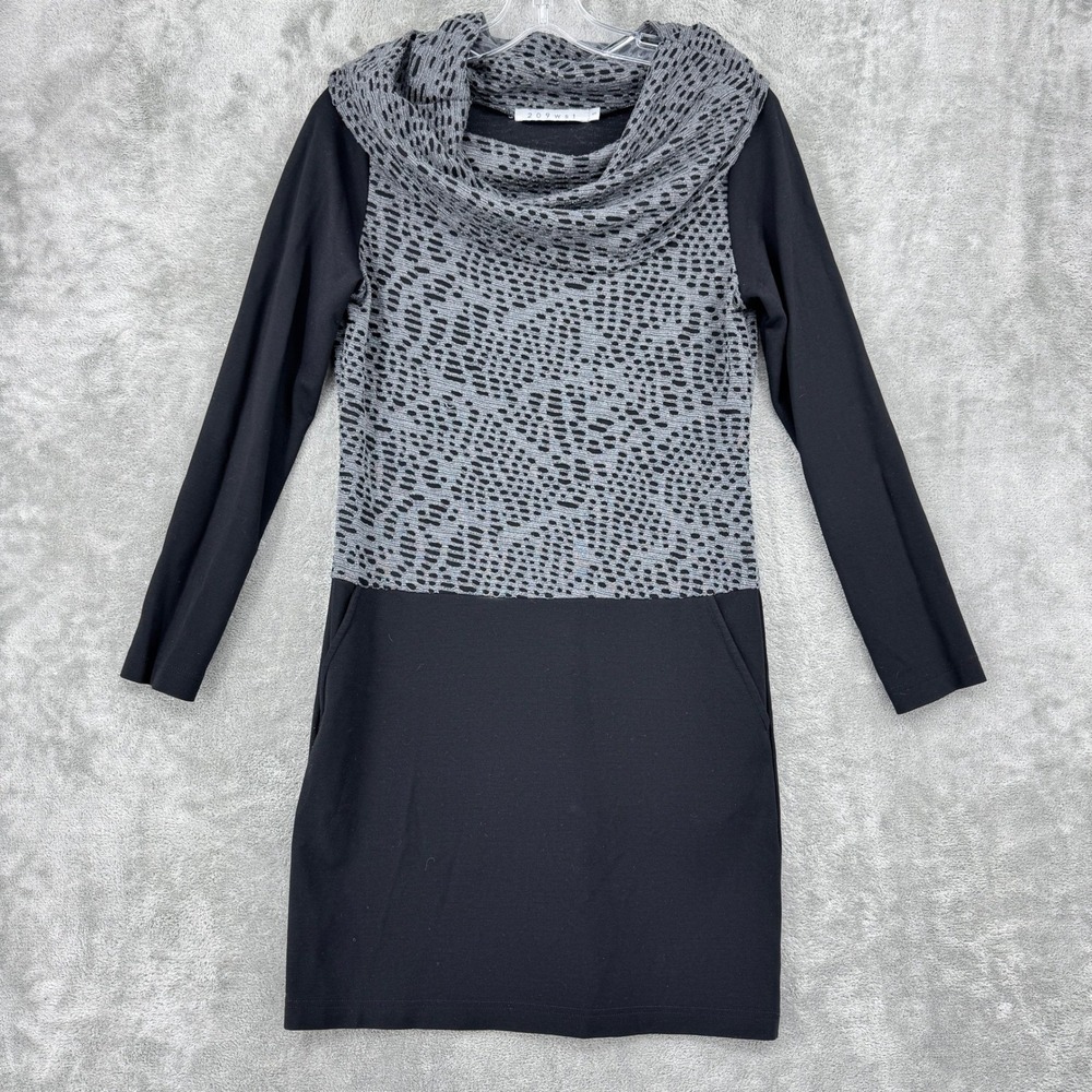 209 Wst Dress Womens Small Cowl Neck Long‎ Sleeve Artsy Stretch Knit Pullover
